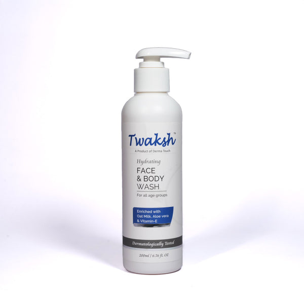 Twaksh Hydrating Face & Body Wash | Oat Milk, Aloe Vera, Vitamin E & Glycerin | Gentle, Sulfate- & Paraben-Free | Dermatologically Tested | 200 ml