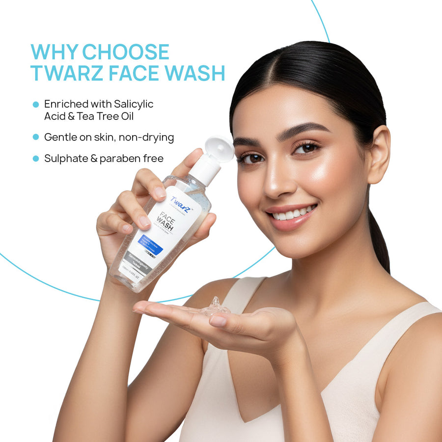 Twarz Face Wash | Salicylic Acid, Sepicontrol™ A5 & Lactic Acid | Oil-Control Cleanser for Acne-Prone Skin | Sulfate & Paraben-Free