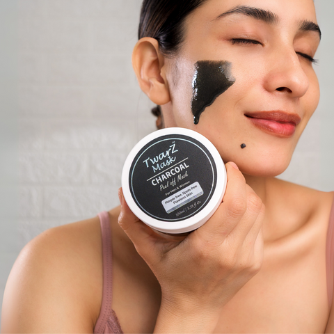 Twarz Charcoal Peel-Off Mask | Salicylic Acid & Tea Tree | Oil Control, Blackhead Removal & Pore Detox | Glycolic + Kojic for Spot Clarity | 100 ml