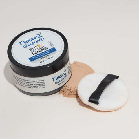 Twarz Guard Powder Sunscreen | Broad-Spectrum UVA/UVB | Matte Shine Control, Pore-Blur Finish | On-the-Go Brush Application | Paraben & Sulfate-Free | 40 g