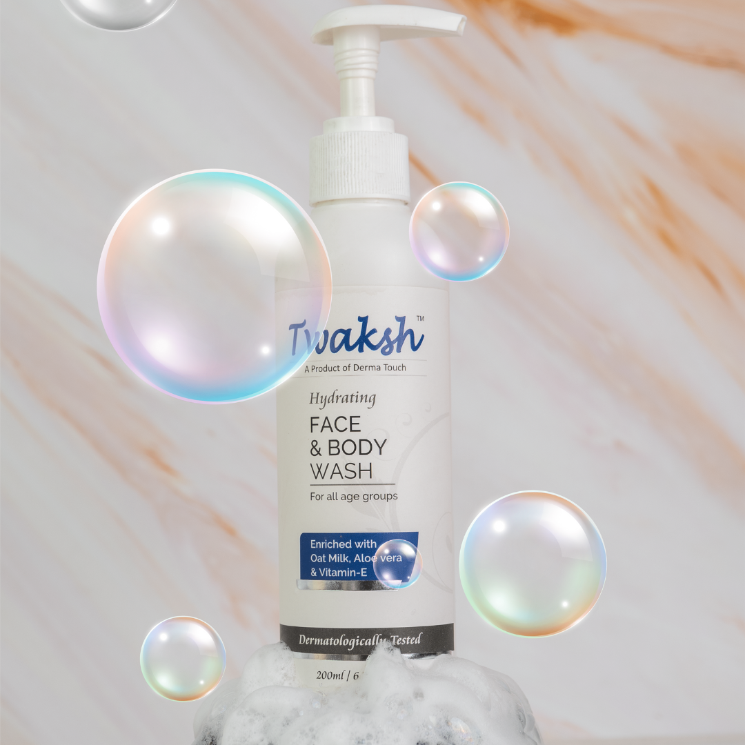 Twaksh Hydrating Face & Body Wash | Oat Milk, Aloe Vera, Vitamin E & Glycerin | Gentle, Sulfate- & Paraben-Free | Dermatologically Tested | 200 ml