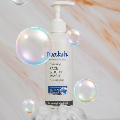 Twaksh Hydrating Face & Body Wash | Oat Milk, Aloe Vera, Vitamin E & Glycerin | Gentle, Sulfate- & Paraben-Free | Dermatologically Tested | 200 ml
