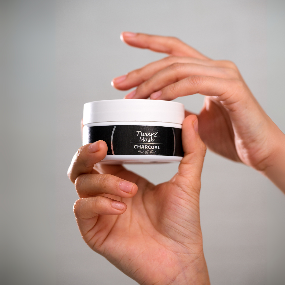 Twarz Charcoal Peel-Off Mask | Salicylic Acid & Tea Tree | Oil Control, Blackhead Removal & Pore Detox | Glycolic + Kojic for Spot Clarity | 100 ml
