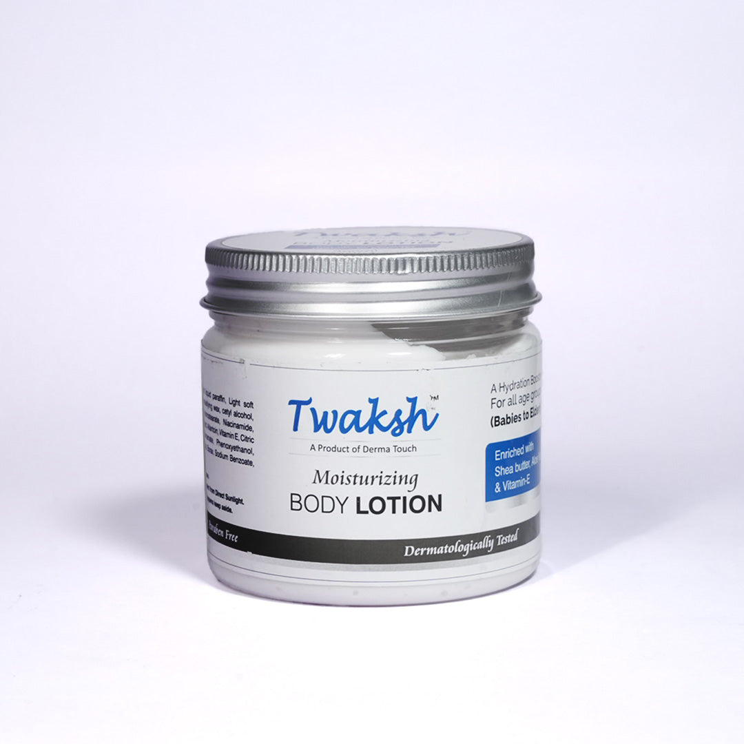 Twaksh Moisturizing Body Lotion | Deep Hydration for Dry, Sensitive & Eczema-Prone Skin | Shea Butter, Cocosin, Glycerine, Vitamin E & Light Liquid Paraffin