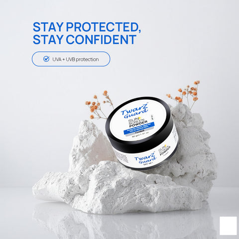 Twarz Guard Powder Sunscreen | Broad-Spectrum UVA/UVB | Matte Shine Control, Pore-Blur Finish | On-the-Go Brush Application | Paraben & Sulfate-Free | 40 g