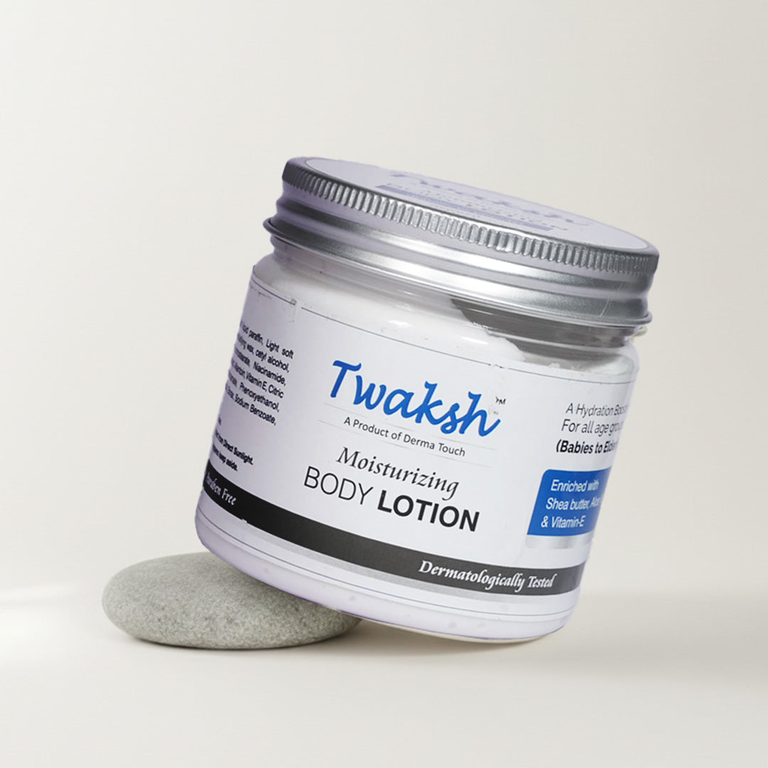 Twaksh Moisturizing Body Lotion | Deep Hydration for Dry, Sensitive & Eczema-Prone Skin | Shea Butter, Cocosin, Glycerine, Vitamin E & Light Liquid Paraffin