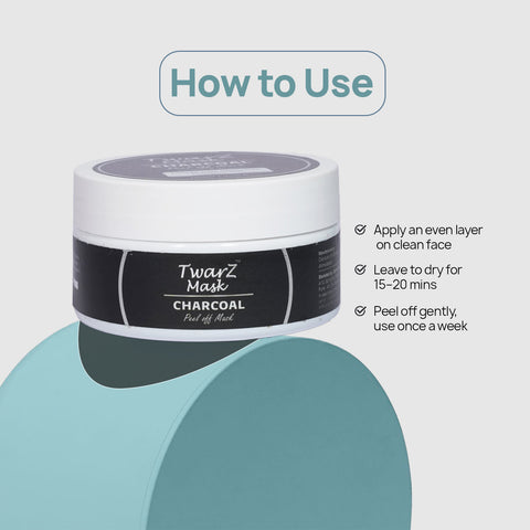 Twarz Charcoal Peel-Off Mask | Salicylic Acid & Tea Tree | Oil Control, Blackhead Removal & Pore Detox | Glycolic + Kojic for Spot Clarity | 100 ml