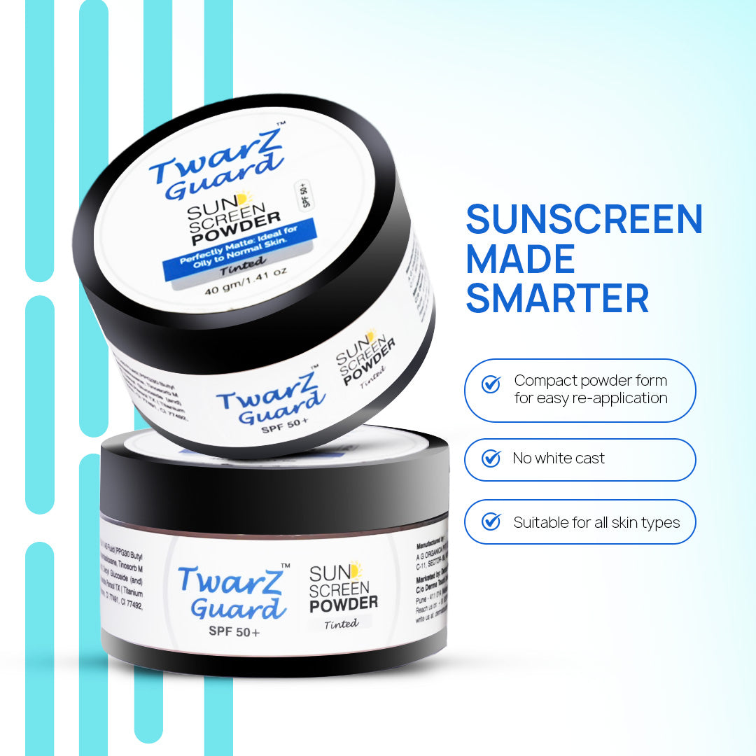 Twarz Guard Powder Sunscreen | Broad-Spectrum UVA/UVB | Matte Shine Control, Pore-Blur Finish | On-the-Go Brush Application | Paraben & Sulfate-Free | 40 g
