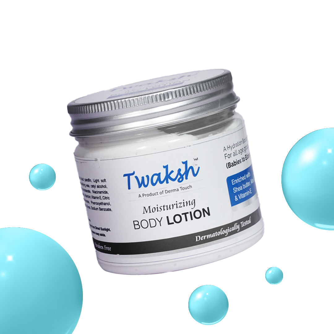 Twaksh Moisturizing Body Lotion | Deep Hydration for Dry, Sensitive & Eczema-Prone Skin | Shea Butter, Cocosin, Glycerine, Vitamin E & Light Liquid Paraffin