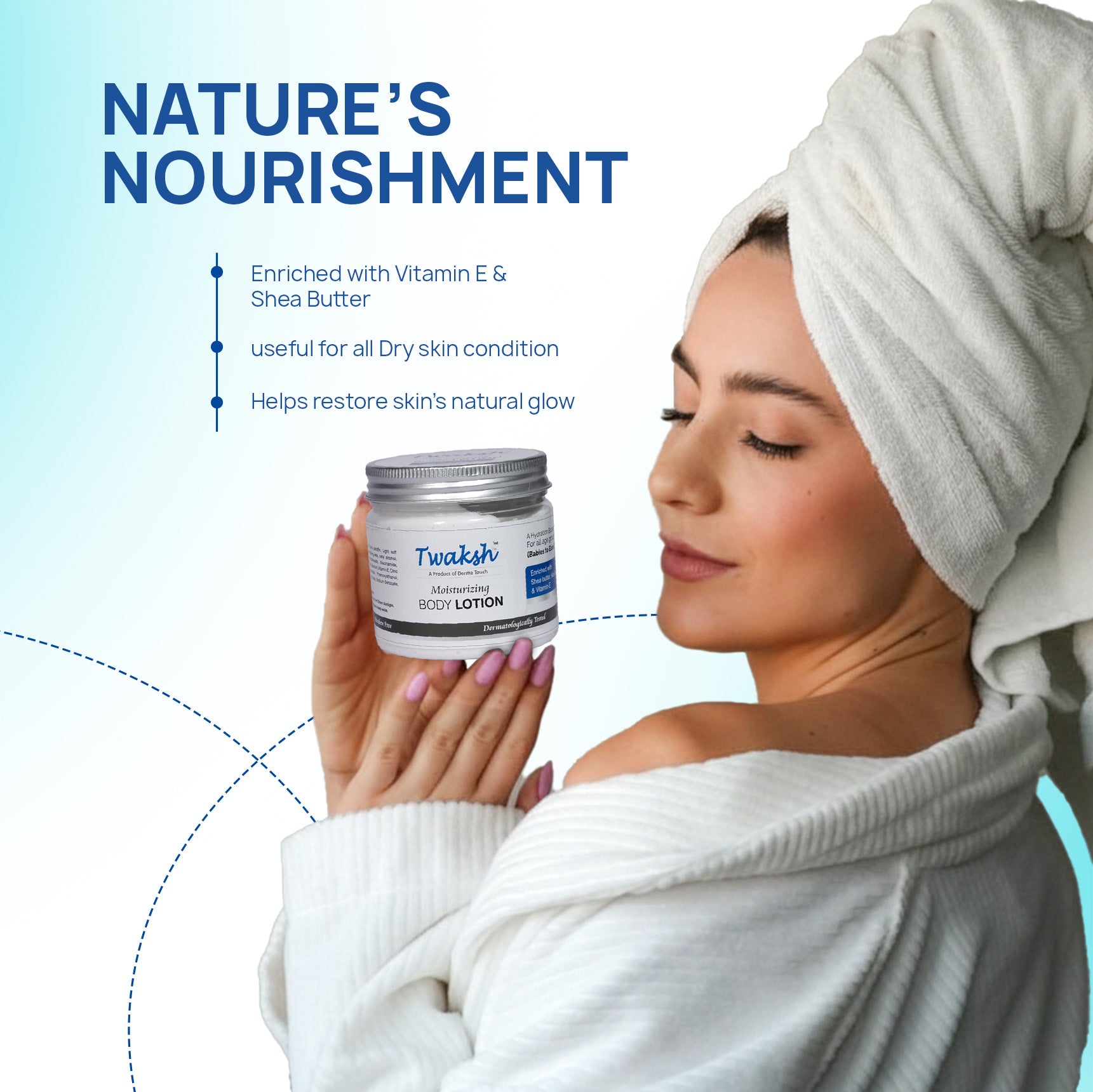 Twaksh Moisturizing Body Lotion | Deep Hydration for Dry, Sensitive & Eczema-Prone Skin | Shea Butter, Cocosin, Glycerine, Vitamin E & Light Liquid Paraffin