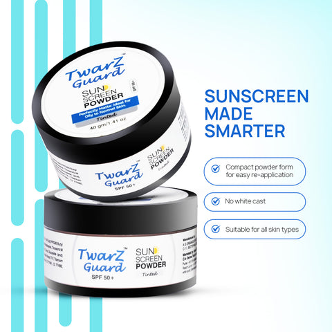 Twarz Guard Powder Sunscreen | Broad-Spectrum UVA/UVB | Matte Shine Control, Pore-Blur Finish | On-the-Go Brush Application | Paraben & Sulfate-Free | 40 g