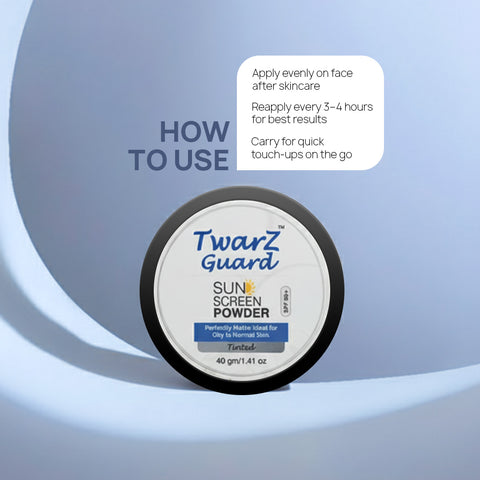 Twarz Guard Powder Sunscreen | Broad-Spectrum UVA/UVB | Matte Shine Control, Pore-Blur Finish | On-the-Go Brush Application | Paraben & Sulfate-Free | 40 g