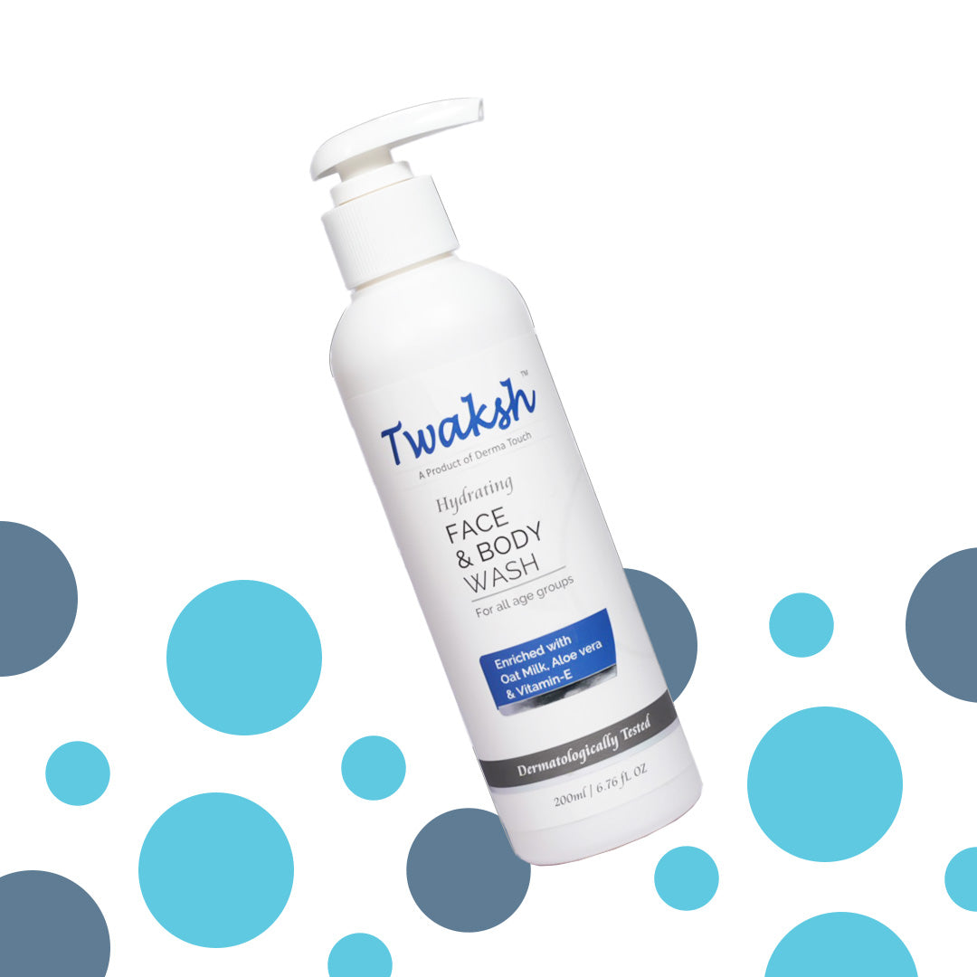 Twaksh Hydrating Face & Body Wash | Oat Milk, Aloe Vera, Vitamin E & Glycerin | Gentle, Sulfate- & Paraben-Free | Dermatologically Tested | 200 ml